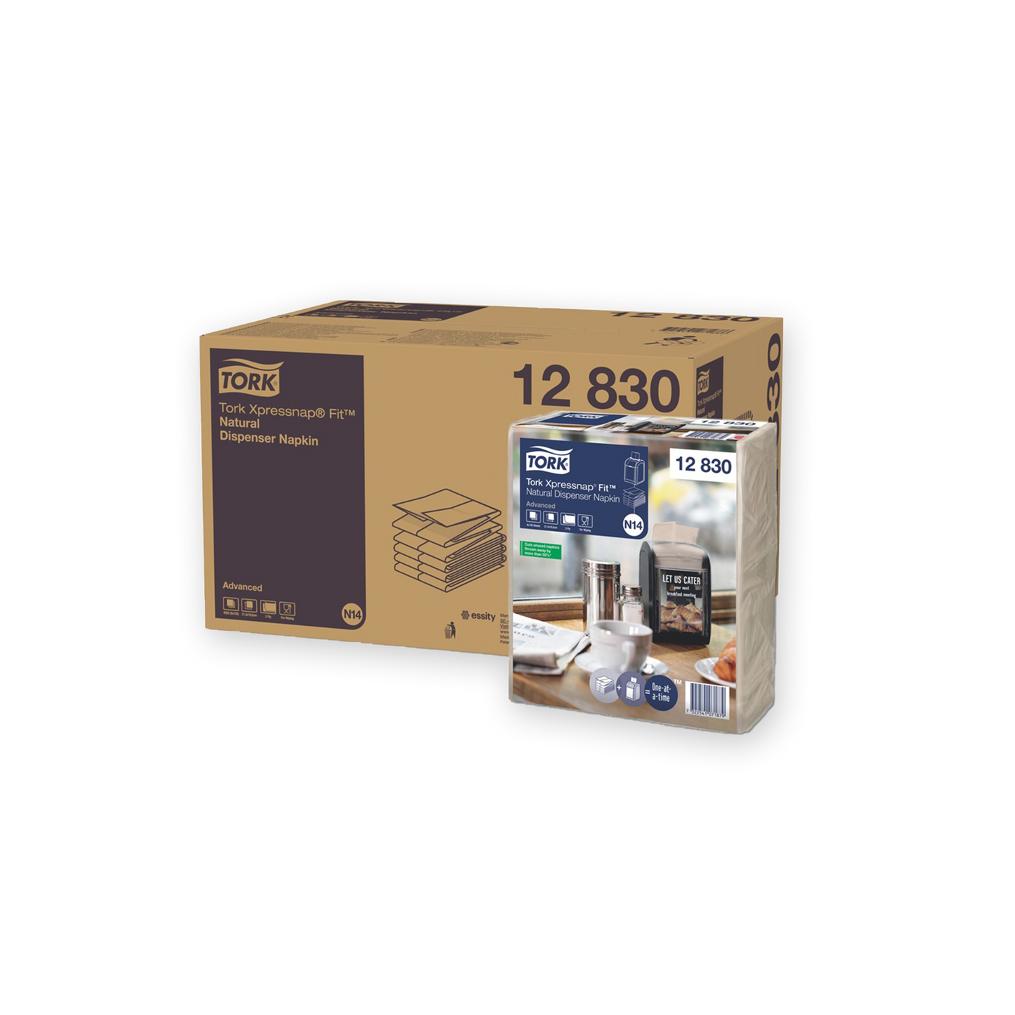 Dispenserservett Tork Xpressnap Fit N14 natur 6x720st/fp