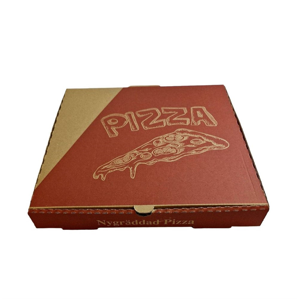 Pizzakartong Well brun 33x33x3,5cm tryck 100st/fp