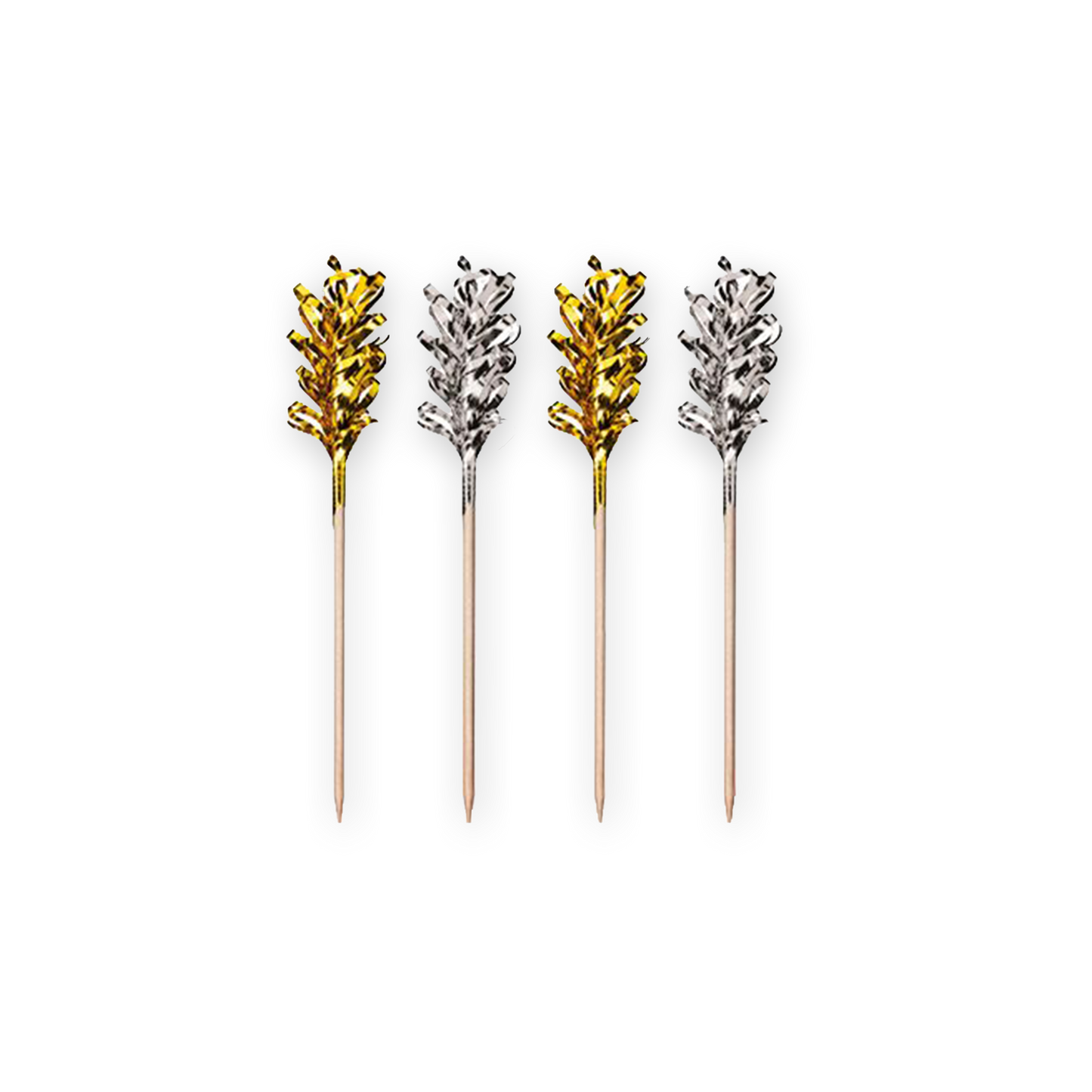 Glitterpinnar - Partypinnar 10,5 cm "Frills" guld/silver - 30st/fp