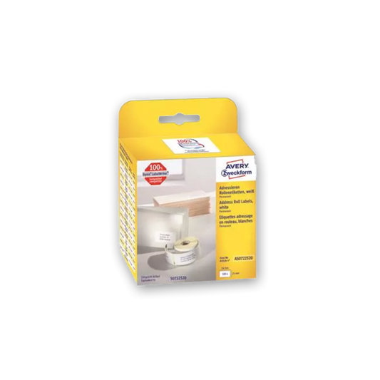 Etikett Avery Adressetiketter vit 25x54mm 500/fp